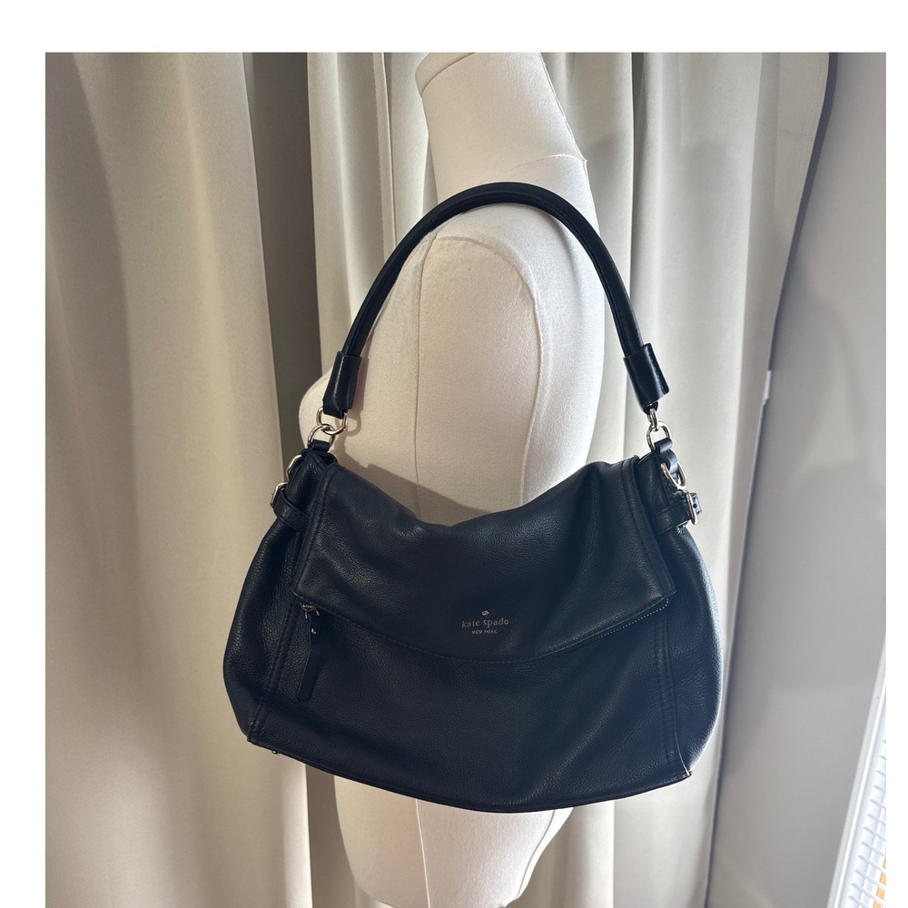 Kate Spade Cobble Hill Little Minka Black Pebbled Leather Hobo Shoulder Bag